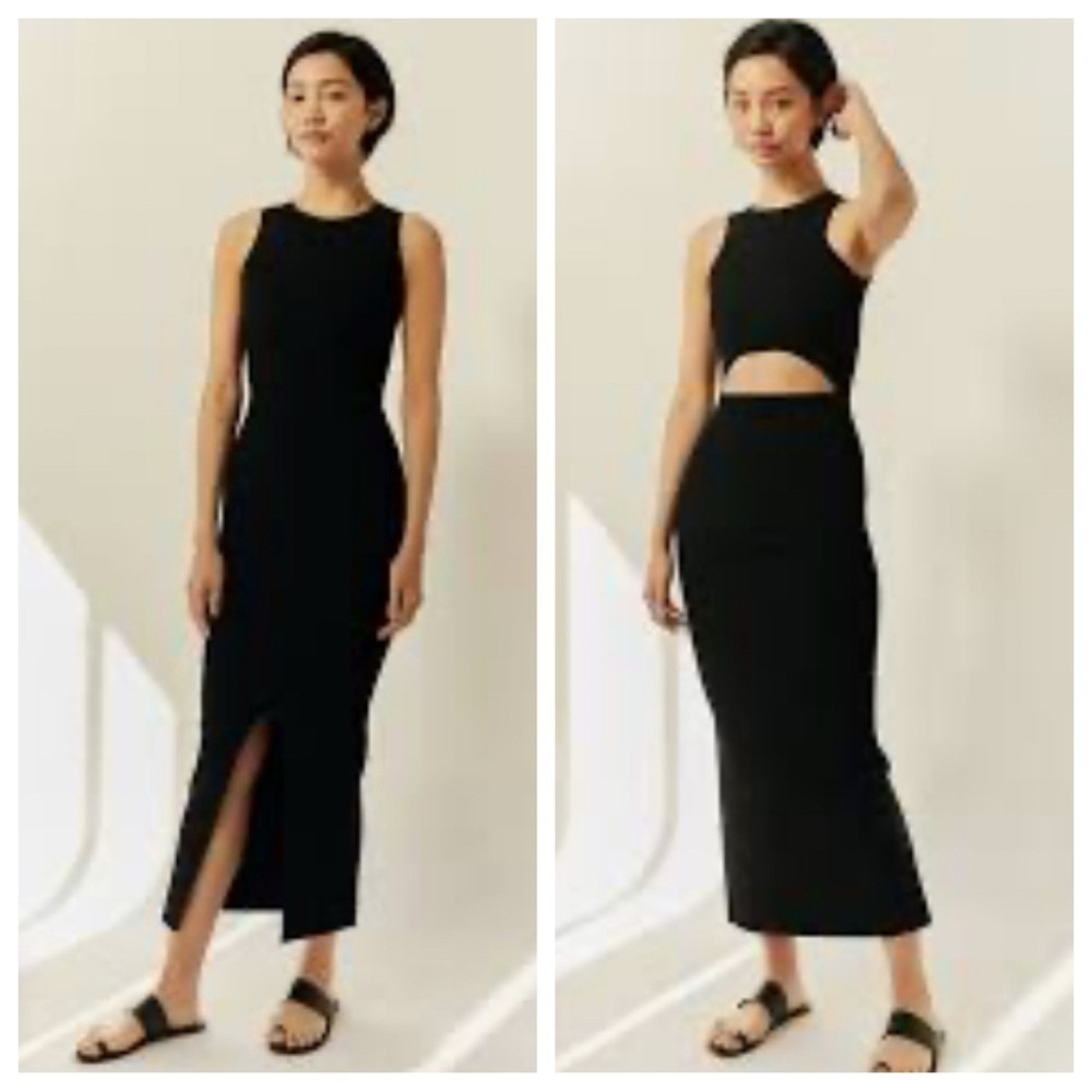 Sir the Label Ingrid Reversible Ribbed Cutout Knit Maxi Dress sz: 4 Black